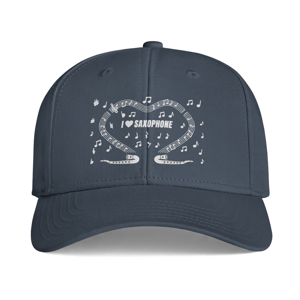Music-themed Icon Cap: 'I love saxophone' - black & white