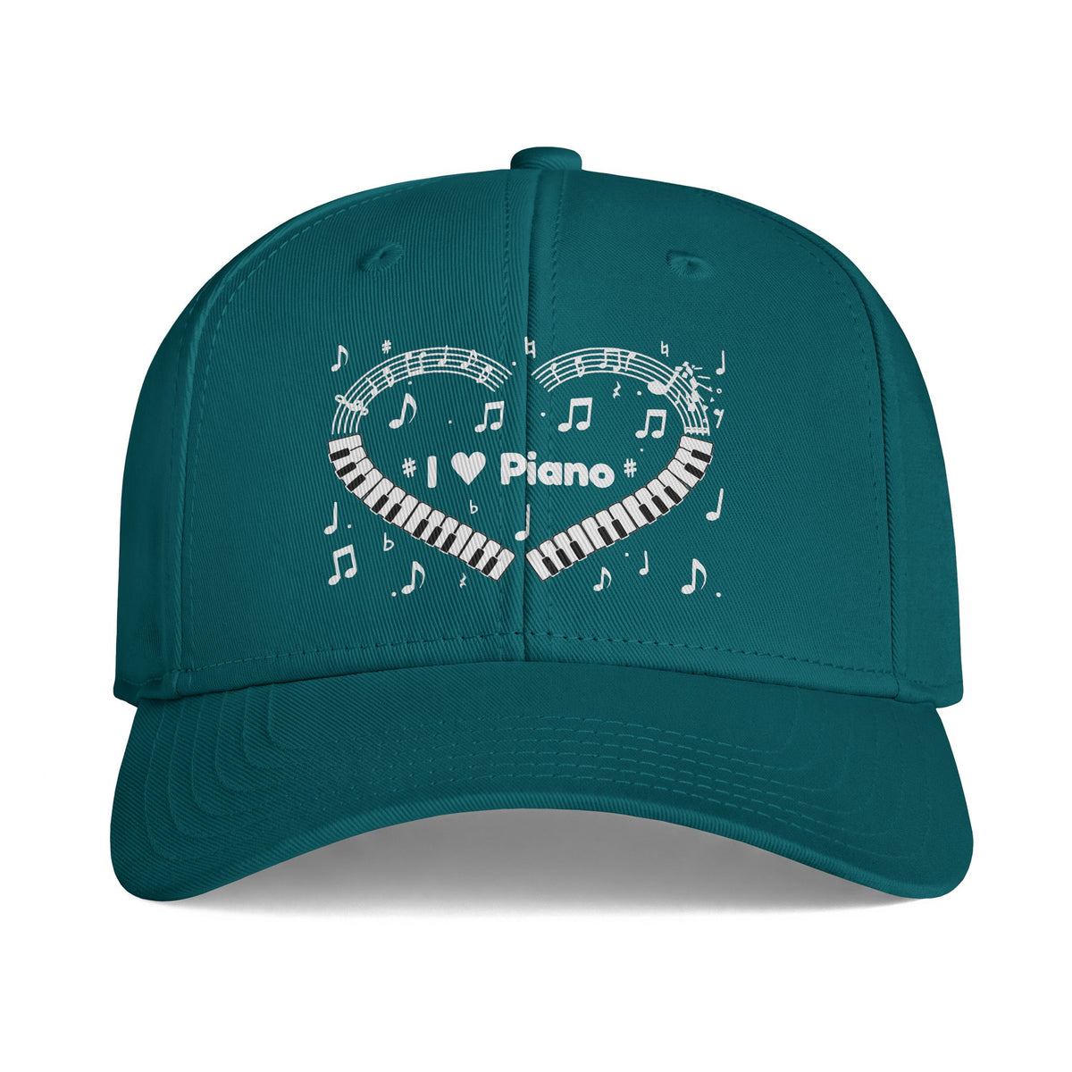 Music-themed Icon Cap: 'I love piano' heart - black & white