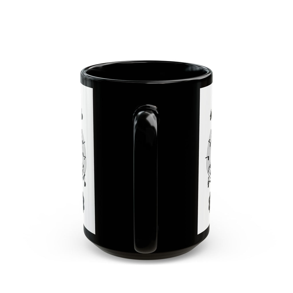 Music-themed Black Mug (11oz, 15oz): 'I love ukulele' - black on white