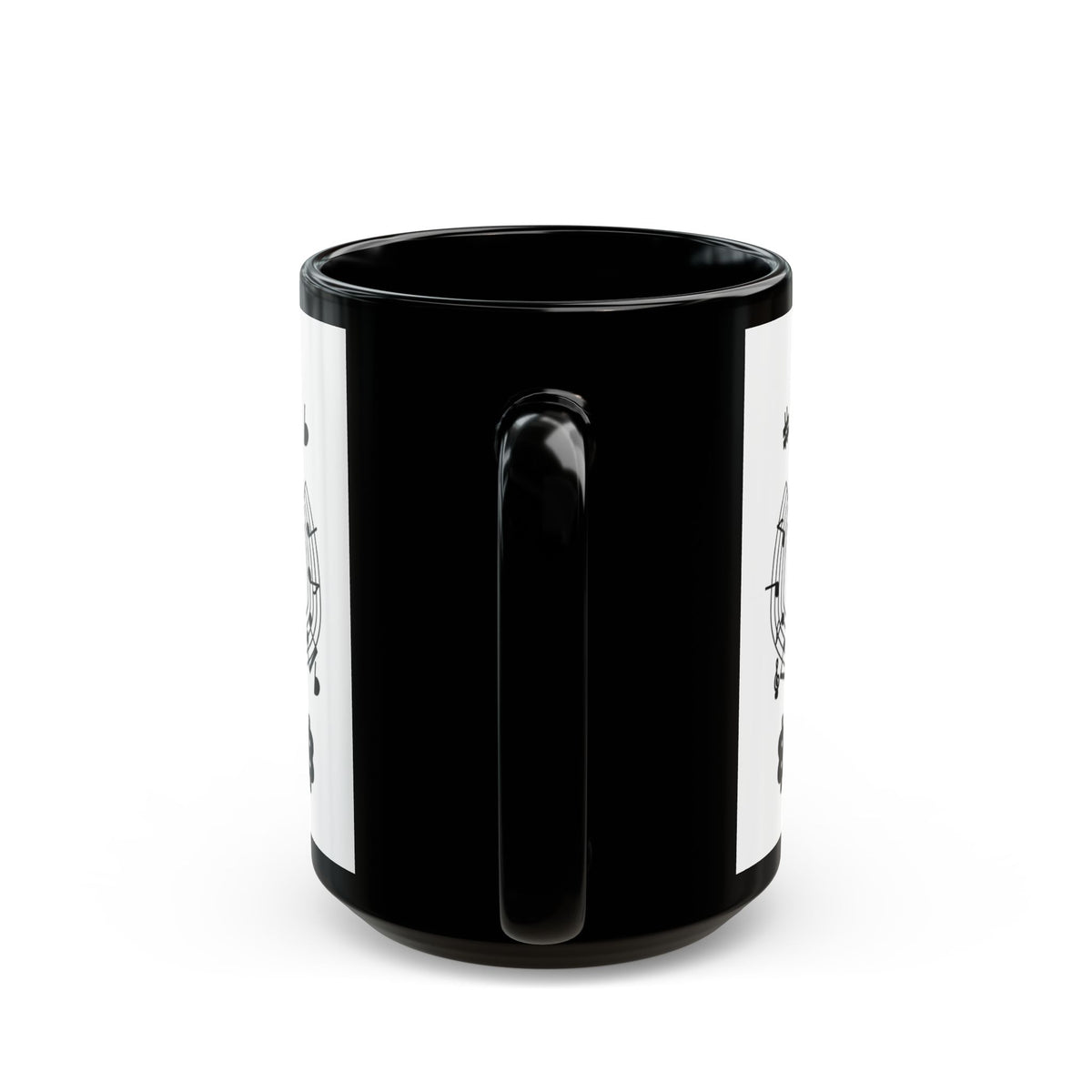 Music-themed Black Mug (11oz, 15oz): 'I love ukulele' - black on white