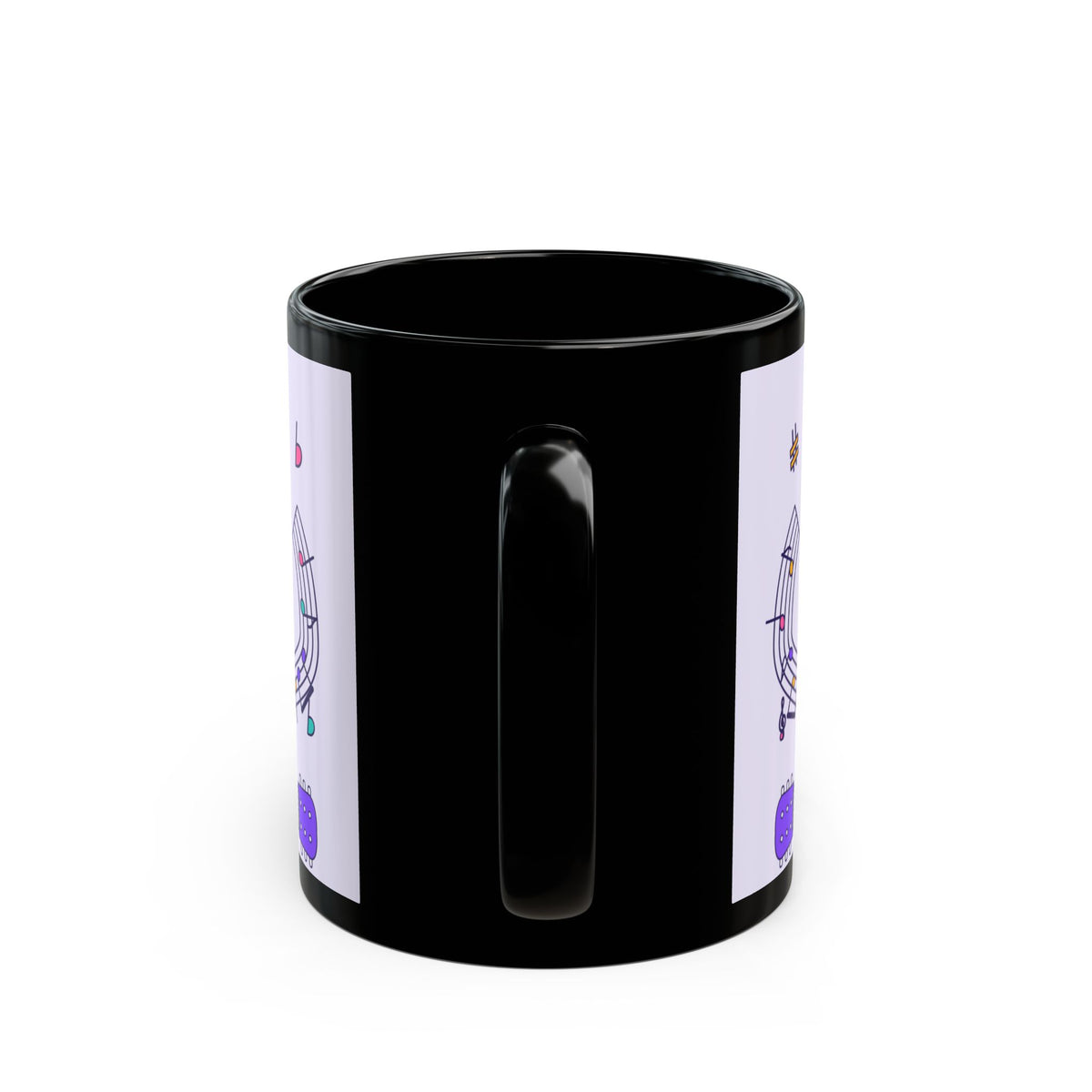 Music-themed Black Mug (11oz, 15oz): 'I love guitar' - violet