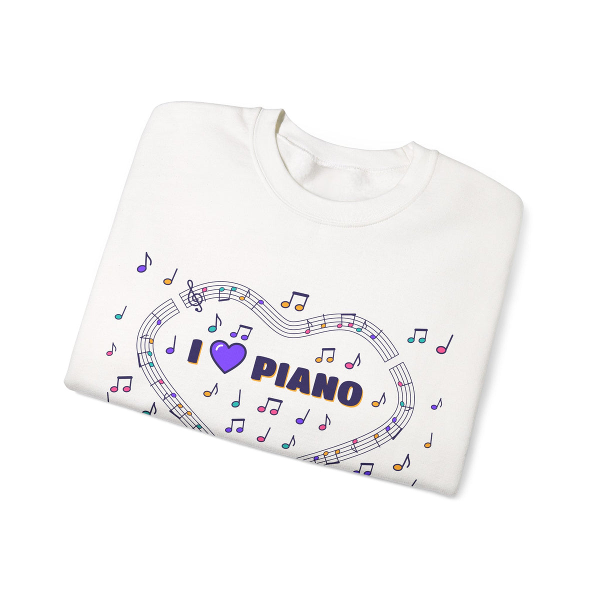 Music-themed Unisex Heavy Blend Crewneck Sweatshirt: 'I love piano' - violet