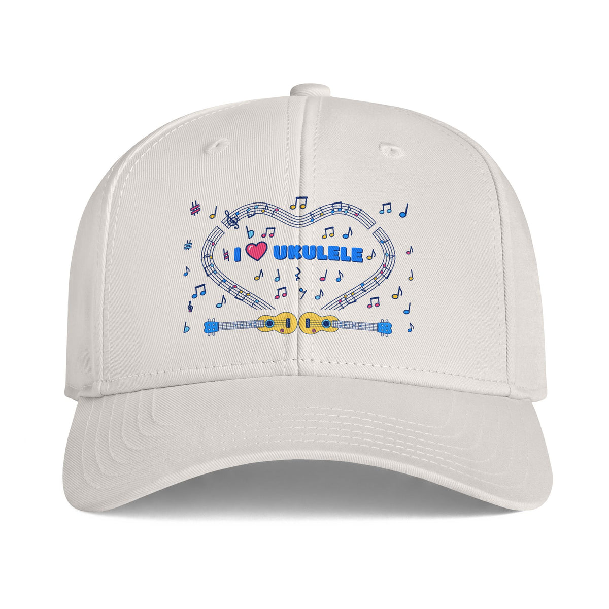 Music-themed Icon Cap: 'I love ukulele' - blue