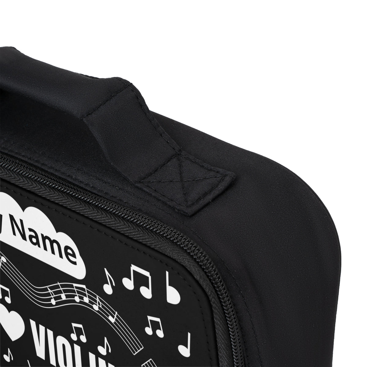 Music-themed Lunch Bag: 'I love violin' - black & white