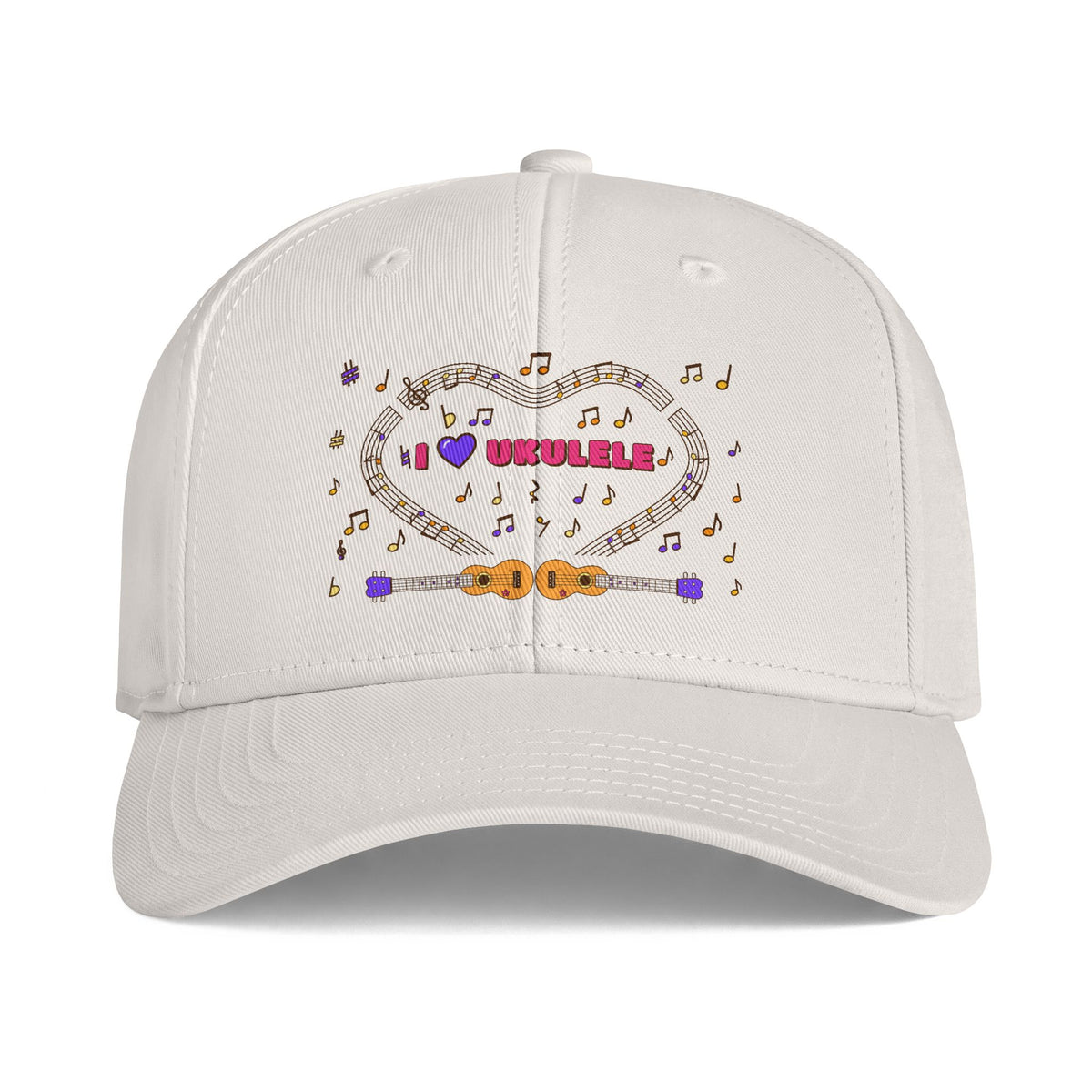 Music-themed Icon Cap: 'I love ukulele' - pink