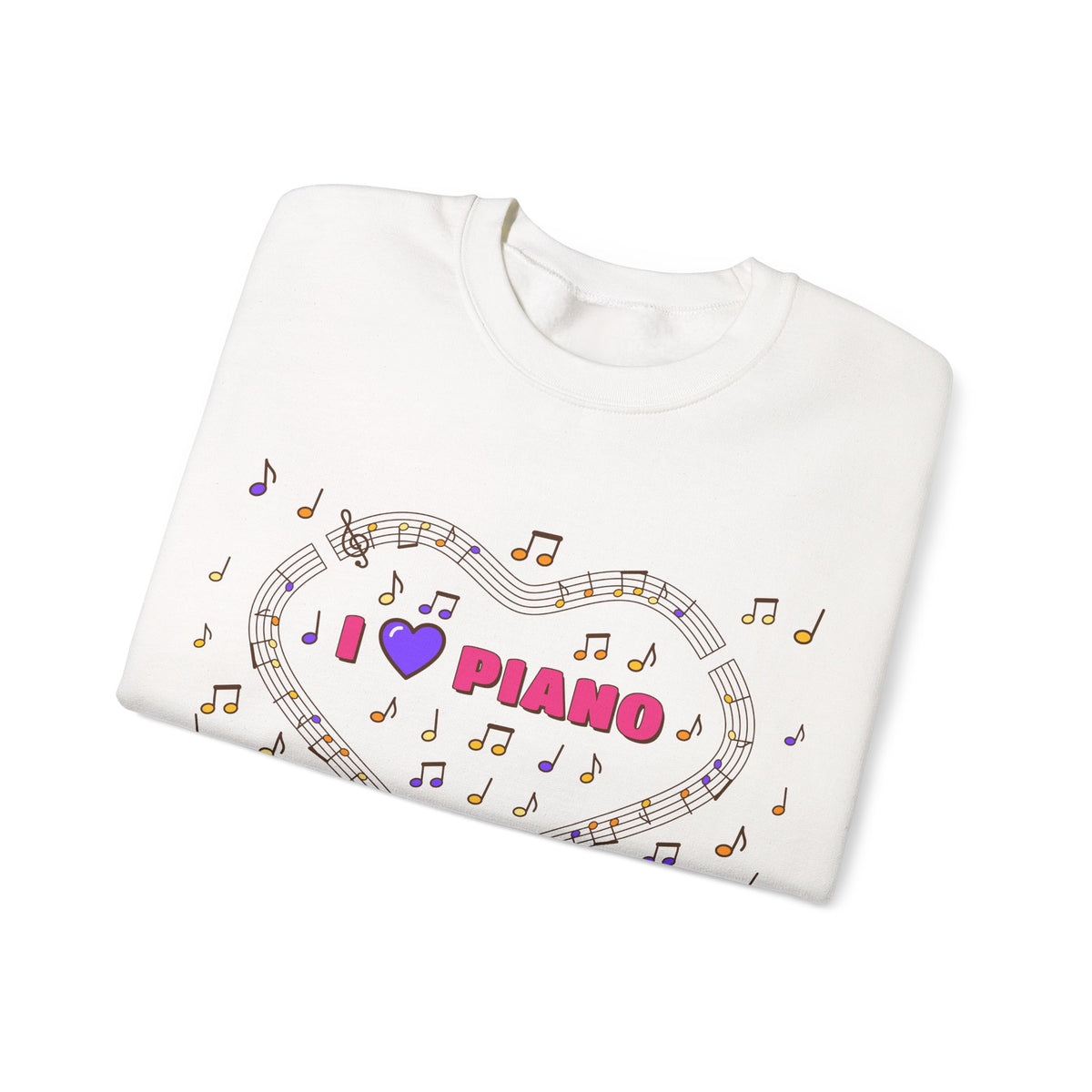 Music-themed Unisex Heavy Blend Crewneck Sweatshirt: 'I love piano' - pink