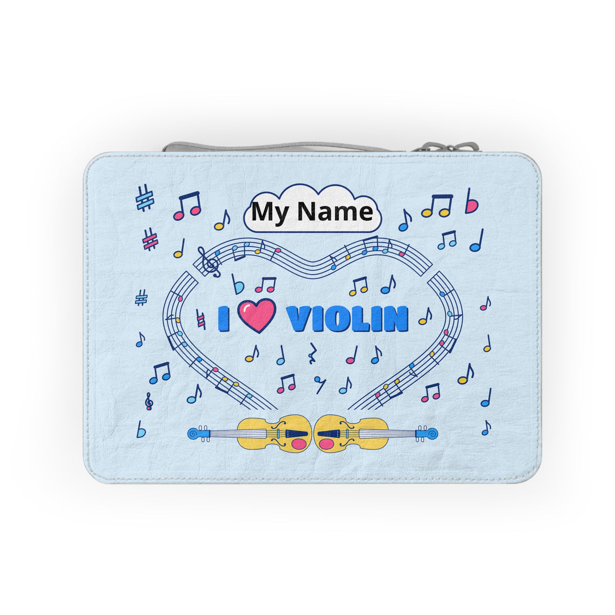 Music-themed Paper Lunch Bag: 'I love violin' - blue