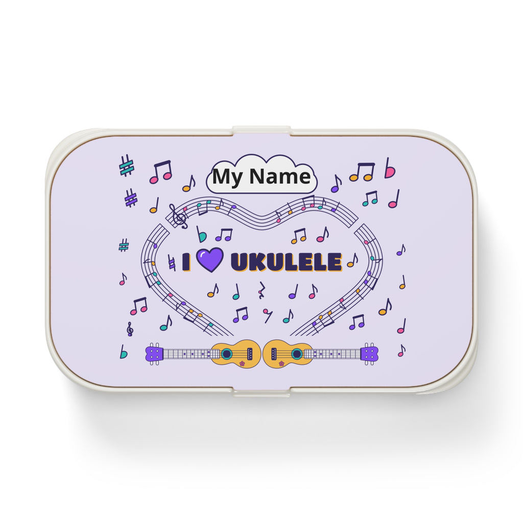 Music-themed Bento Lunch Box: 'I love ukulele' - violet