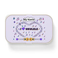 Music-themed Bento Lunch Box: 'I love ukulele' - violet