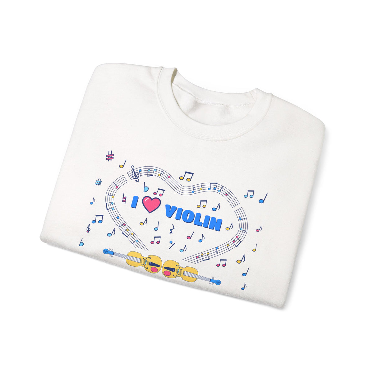 Music-themed Unisex Heavy Blend Crewneck Sweatshirt: 'I love violin' - blue
