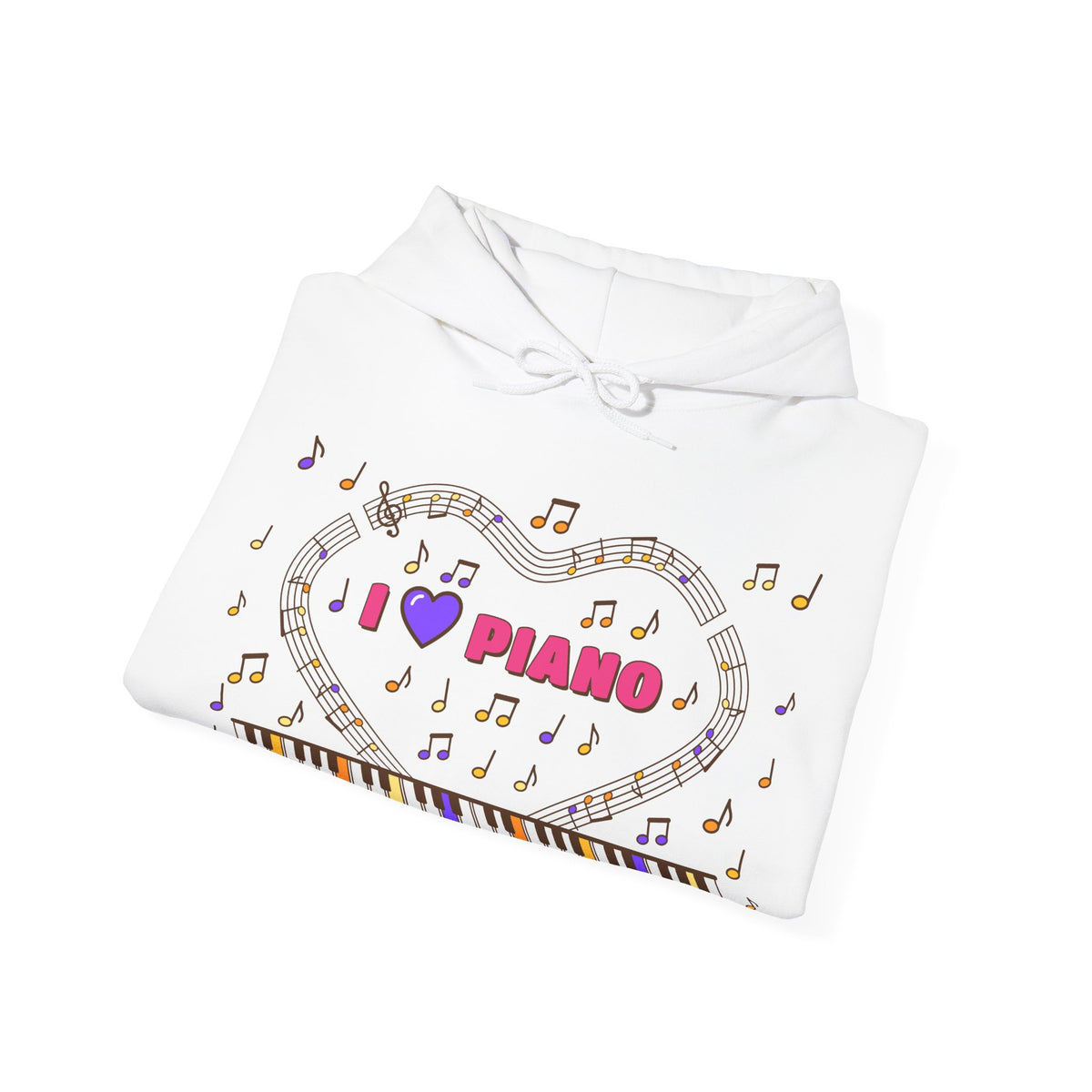 Music-themed Unisex Heavy Blend Hooded Sweatshirt: 'I love piano' - pink