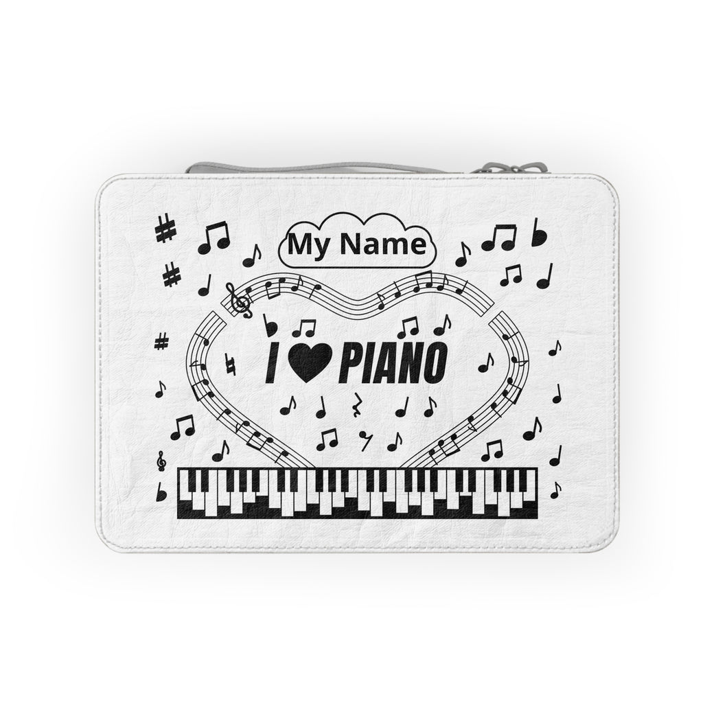 Music-themed Paper Lunch Bag: 'I love piano' - black on white