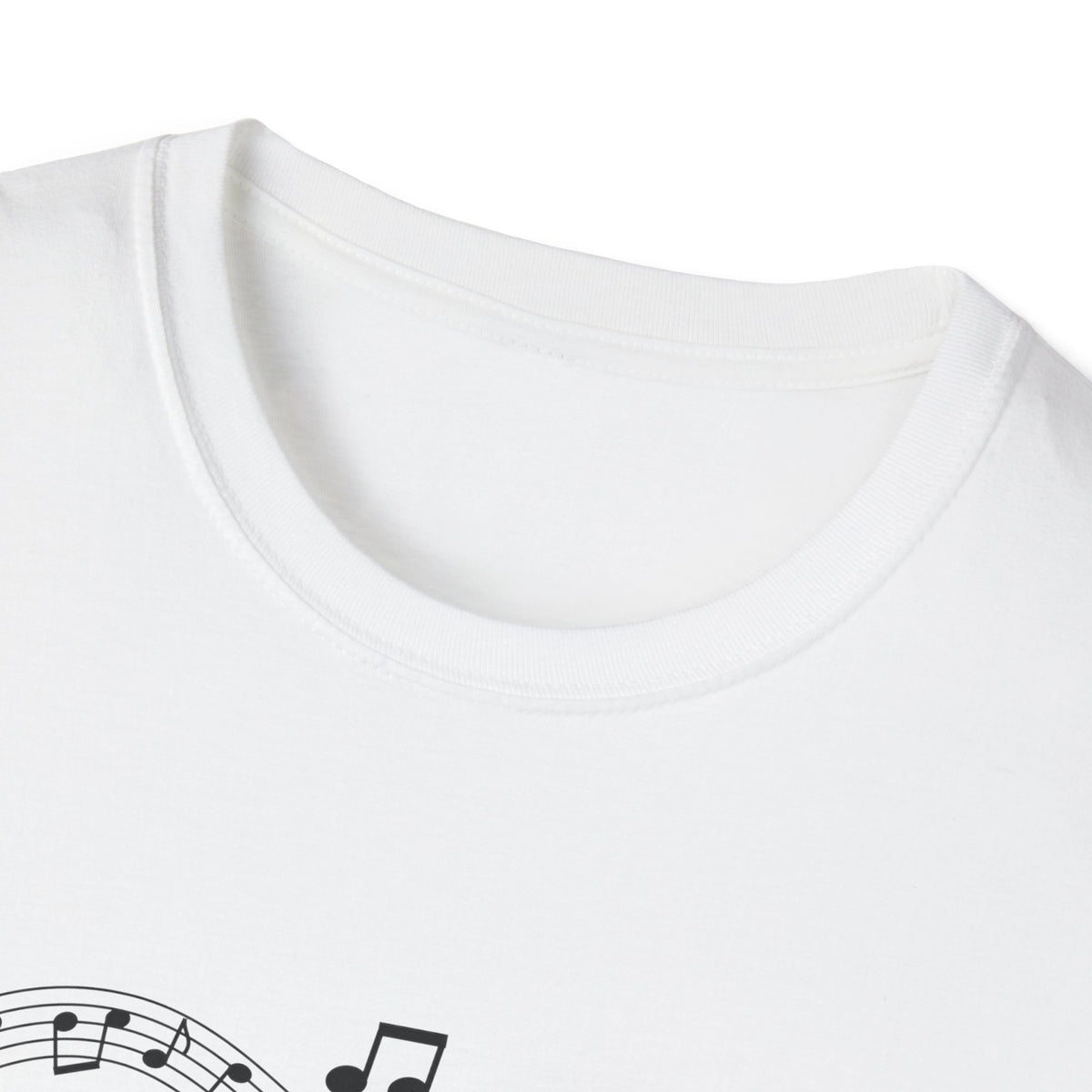 Music-themed Unisex Softstyle T-Shirt: 'I love piano' - black on white