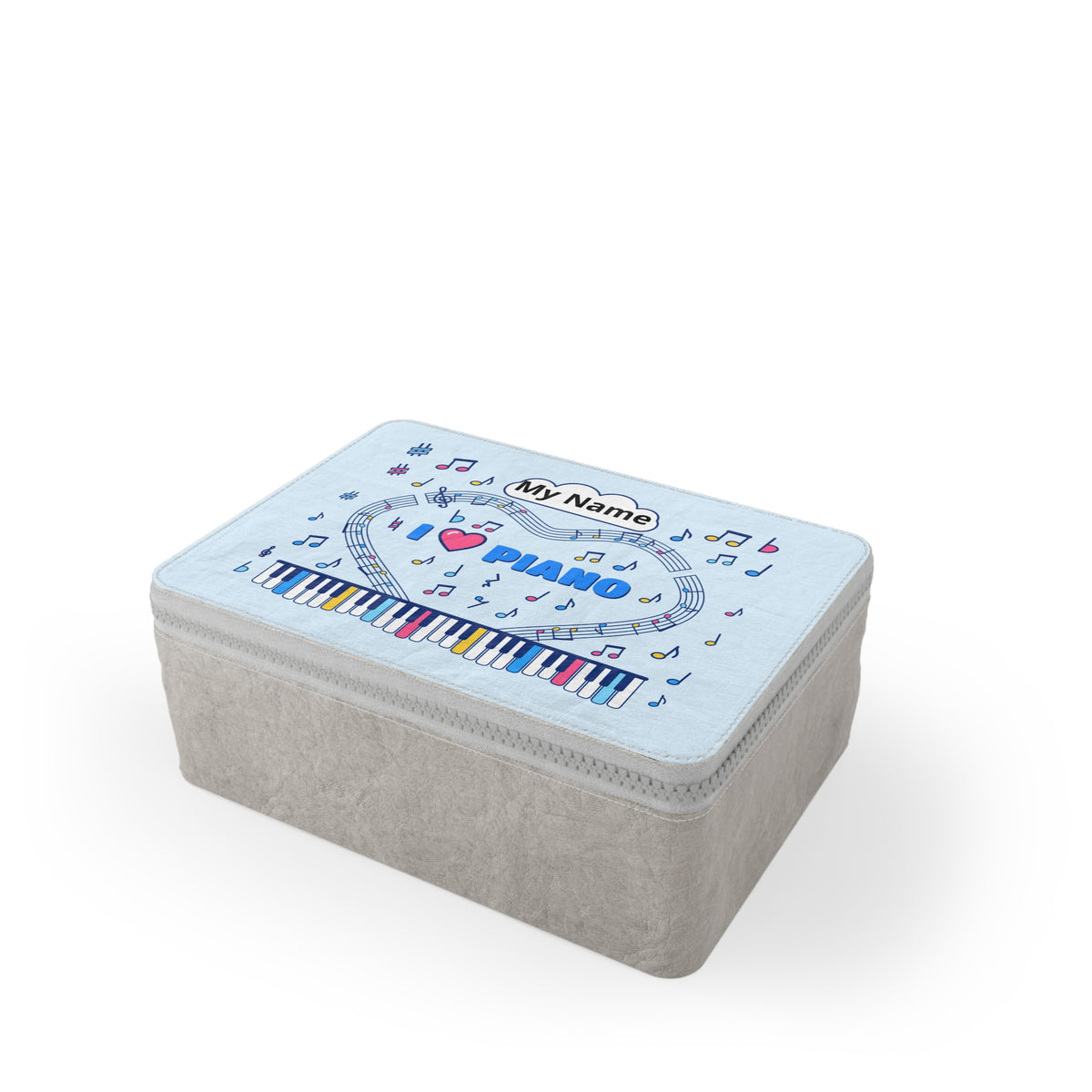 Music-themed Paper Lunch Bag: 'I love piano' - blue