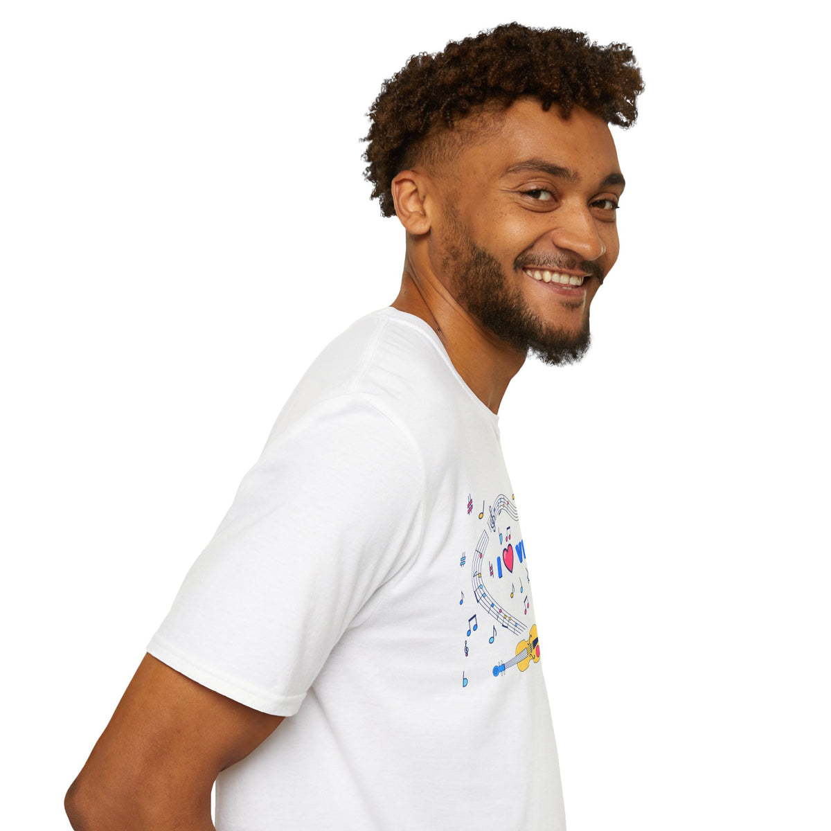 Music-themed Unisex Softstyle T-Shirt: 'I love violin' - blue
