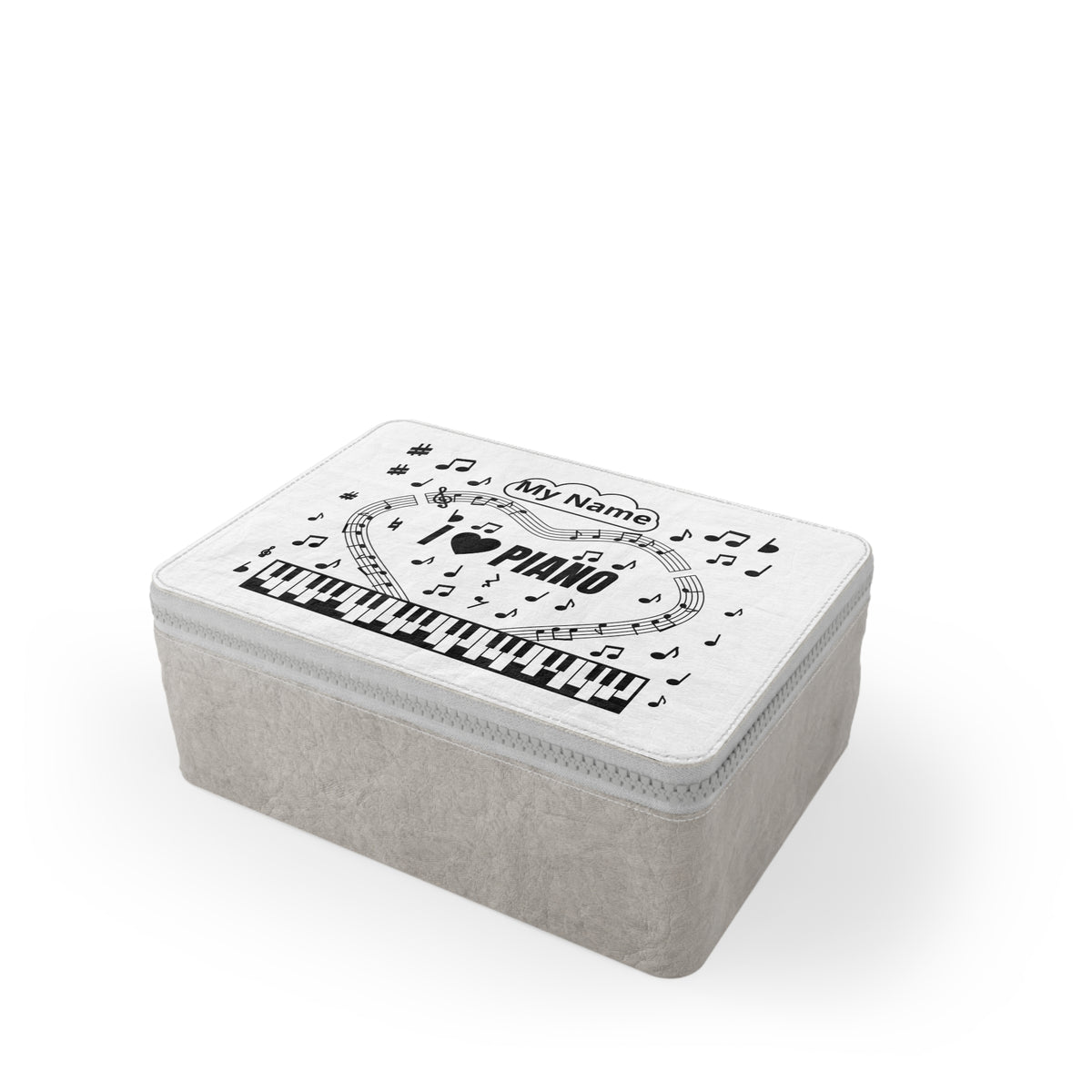 Music-themed Paper Lunch Bag: 'I love piano' - black on white