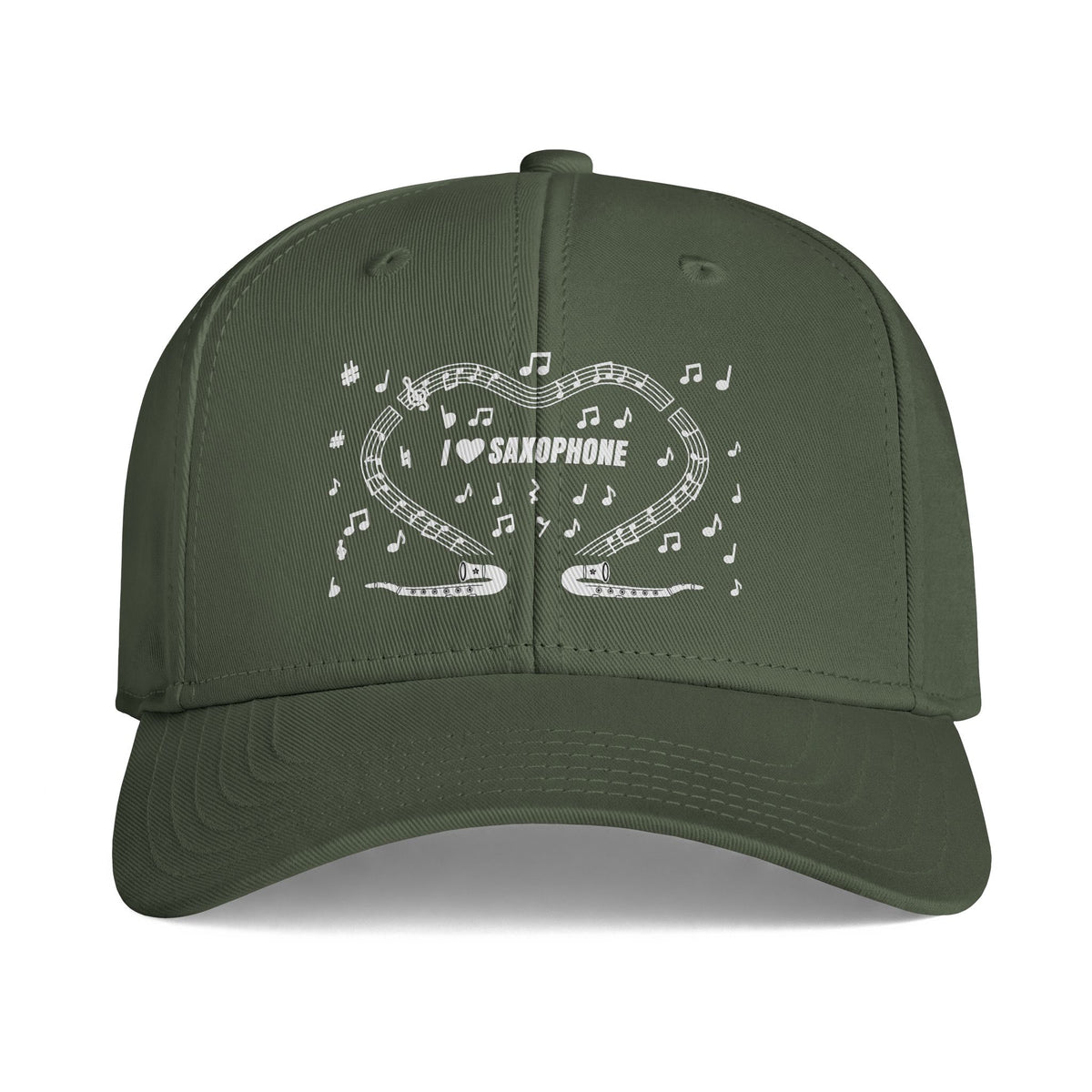 Music-themed Icon Cap: 'I love saxophone' - black & white