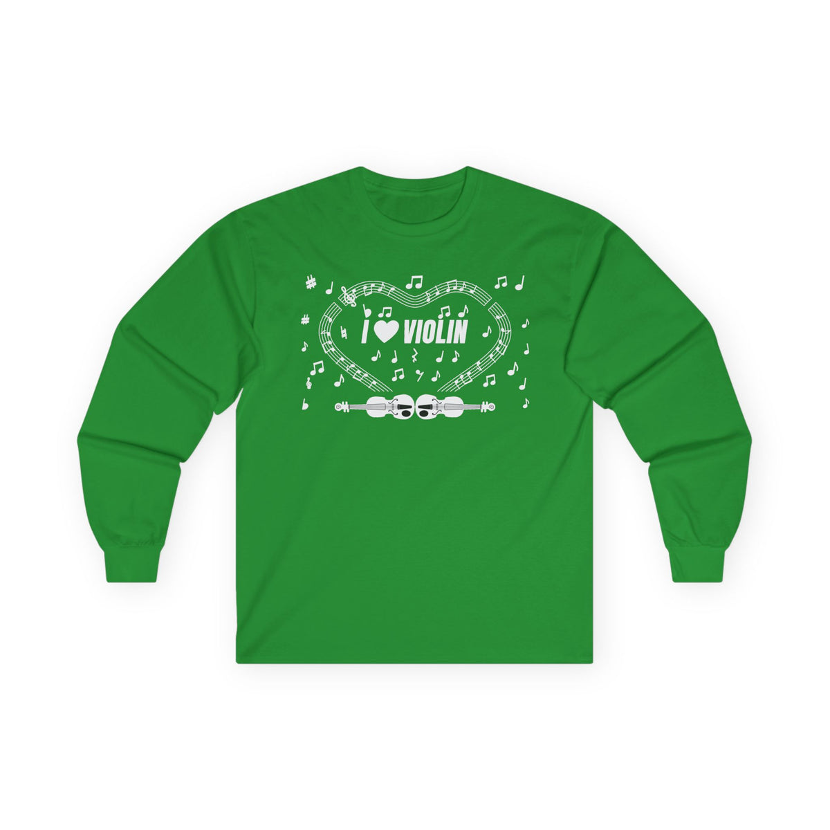 Music-themed Unisex Ultra Cotton Long Sleeve Tee: 'I love violin' - black & white