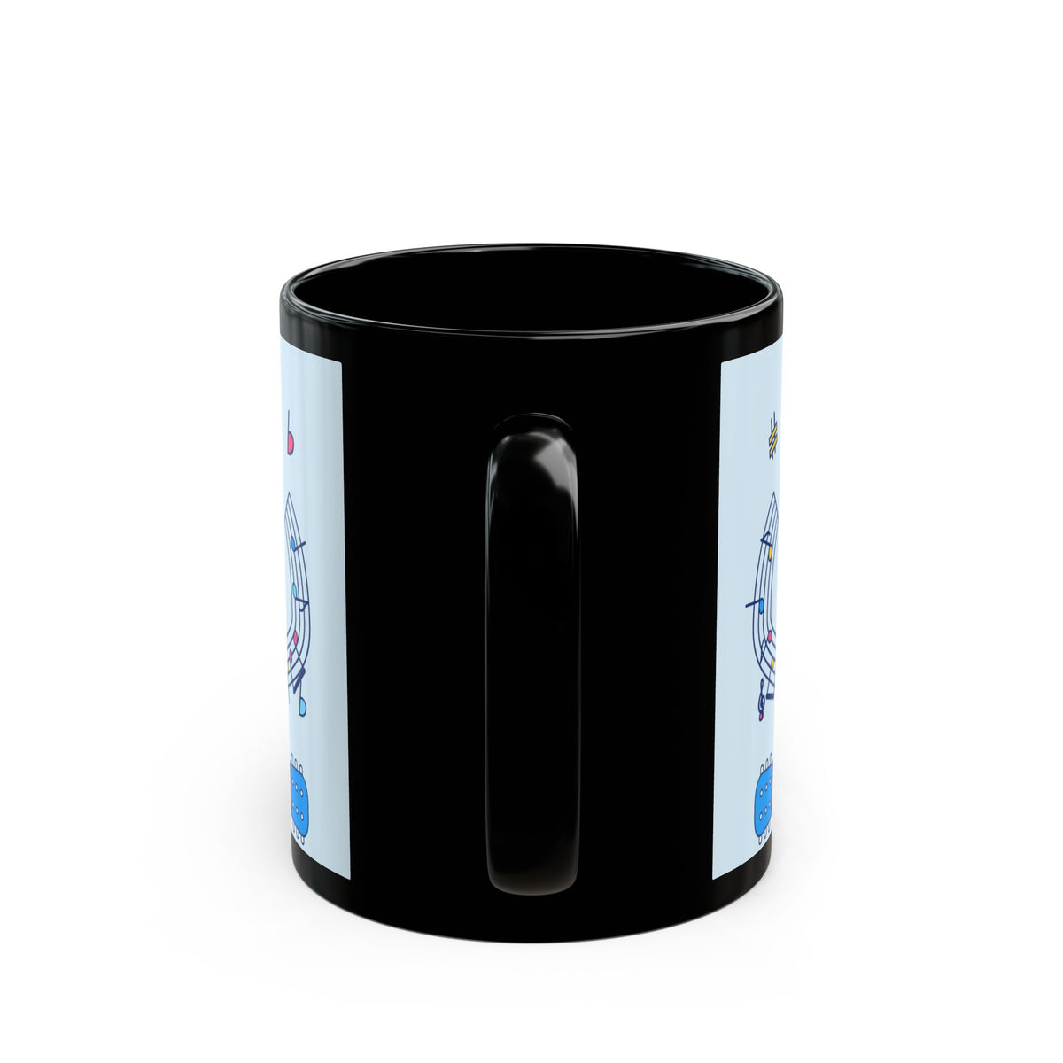 Music-themed Black Mug (11oz, 15oz): 'I love guitar' - blue