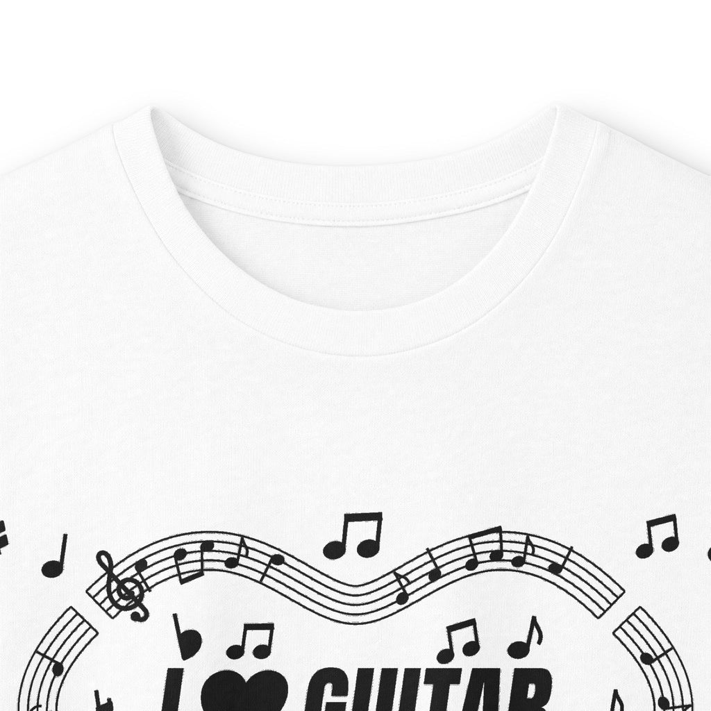 Music-themed Unisex Ultra Cotton Long Sleeve Tee: 'I love guitar' - black on white