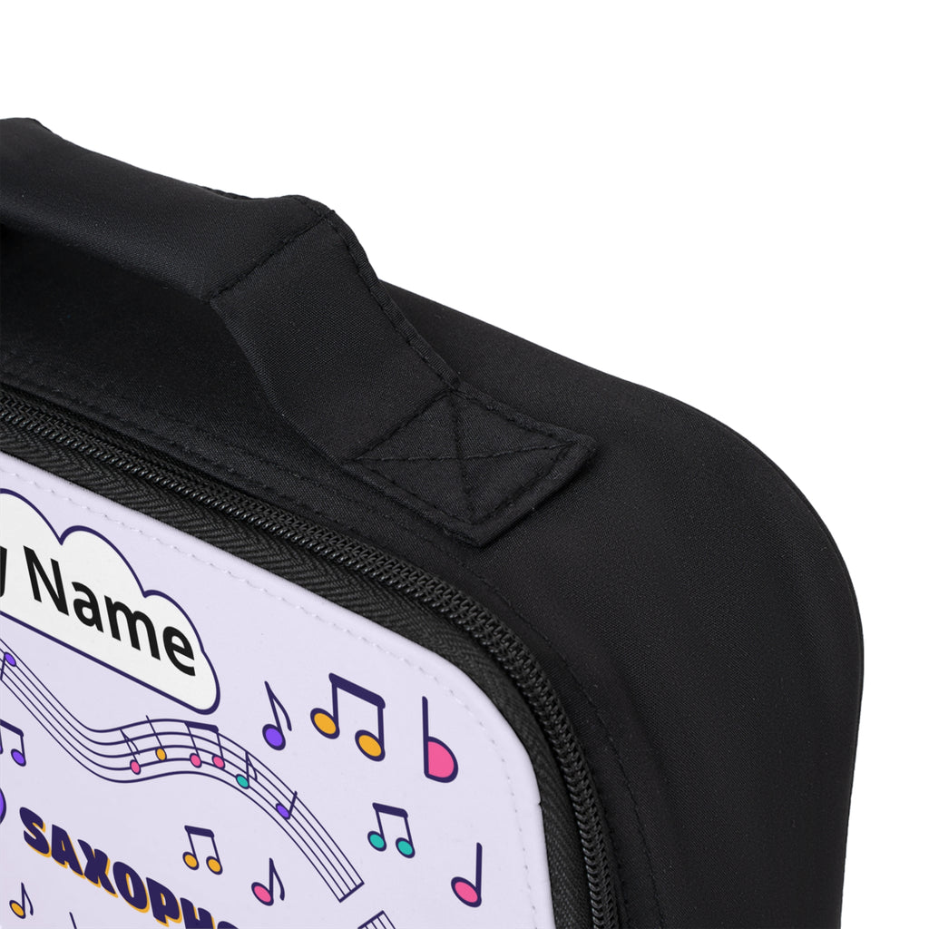 Music-themed Lunch Bag: 'I love saxophone' - violet