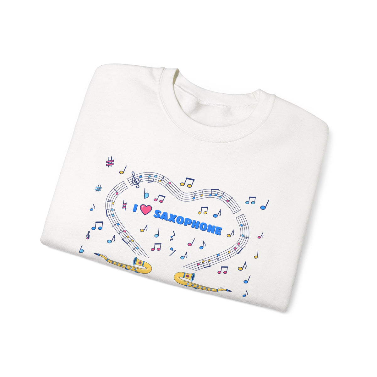 Music-themed Unisex Heavy Blend Crewneck Sweatshirt: 'I love saxophone' - blue