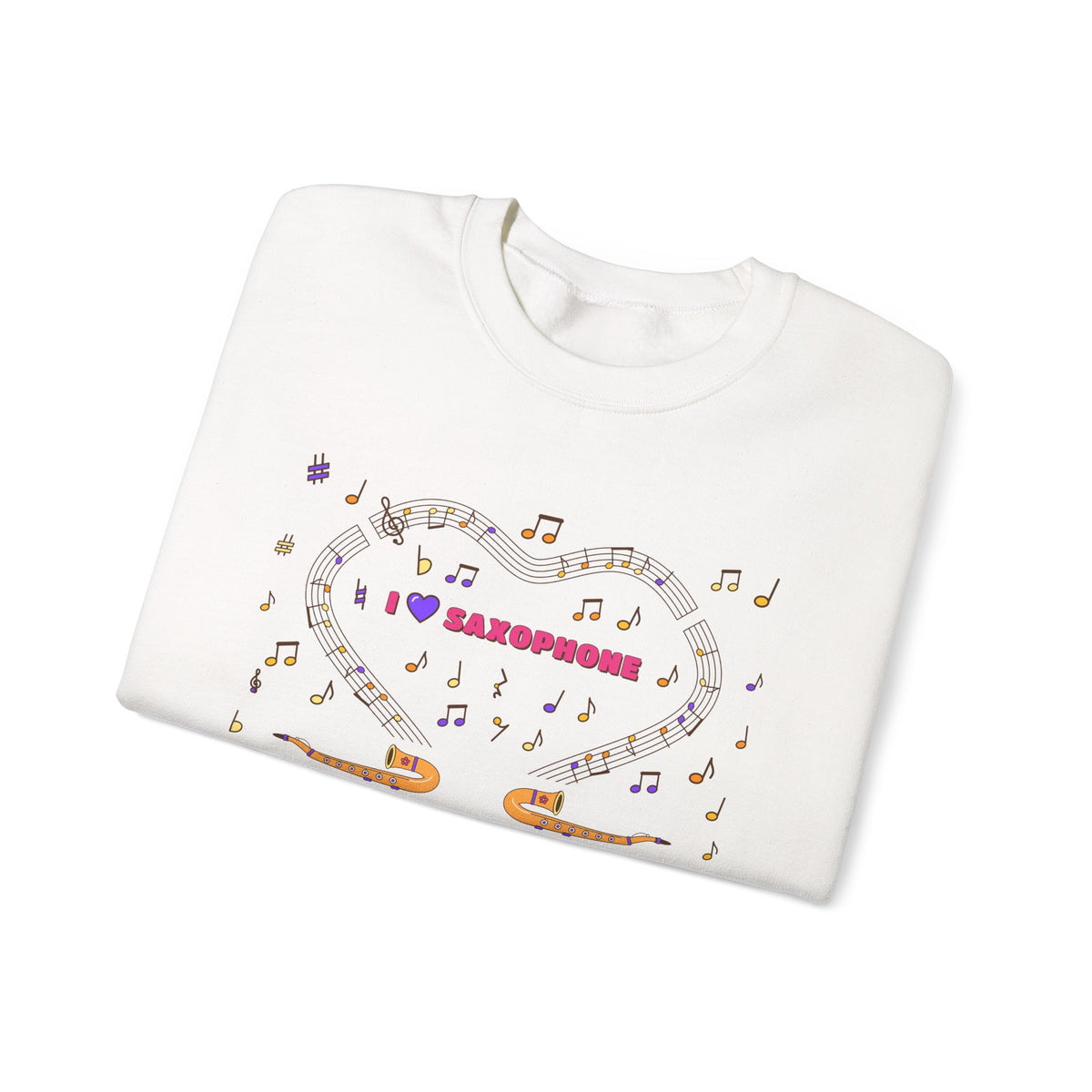 Music-themed Unisex Heavy Blend Crewneck Sweatshirt: 'I love saxophone' - pink