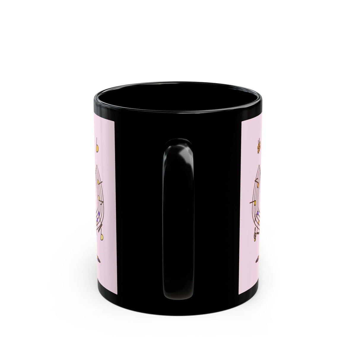 Music-themed Black Mug (11oz, 15oz): 'I love saxophone' - pink
