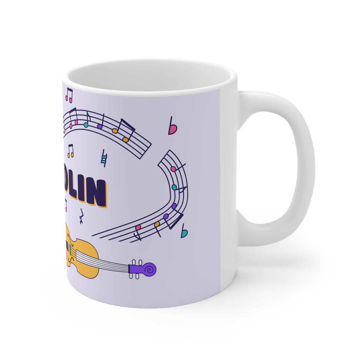 Music-themed Ceramic Mug, 11oz, 15oz: 'I love violin' - violet