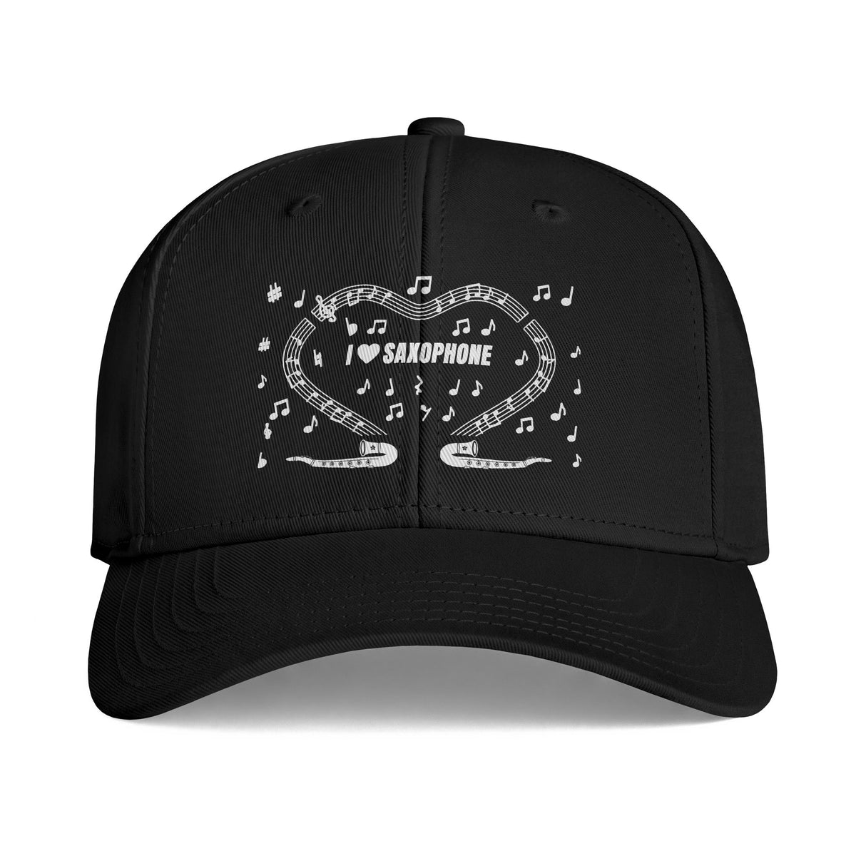 Music-themed Icon Cap: 'I love saxophone' - black & white