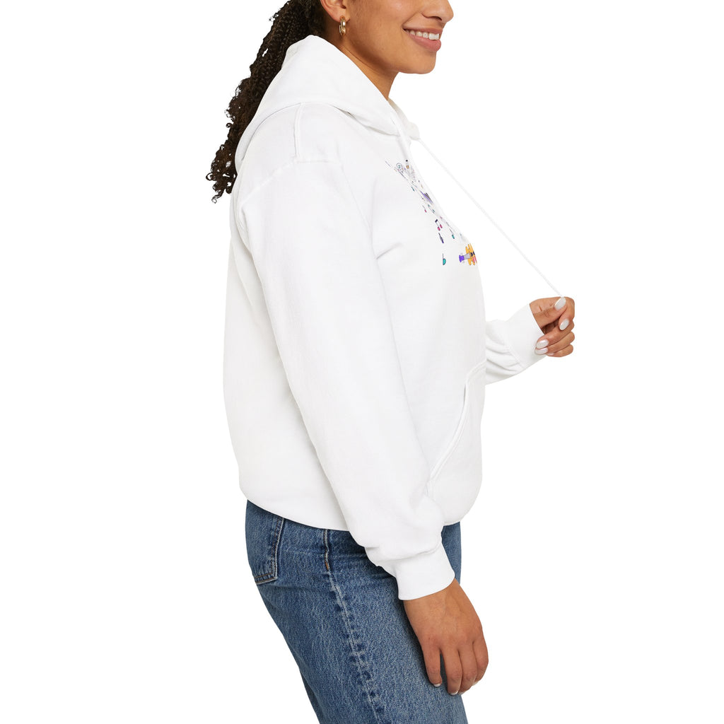 Music-themed Unisex Heavy Blend Hooded Sweatshirt: 'I love violin' - violet