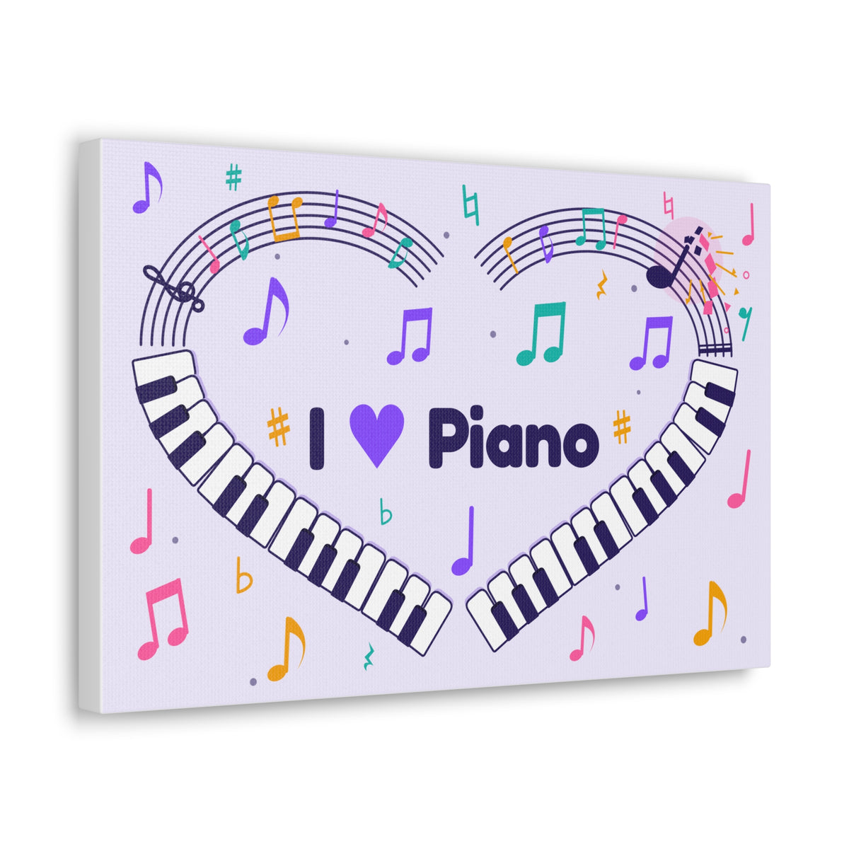 Music-themed Classic Canvas: 'I love piano' heart - violet