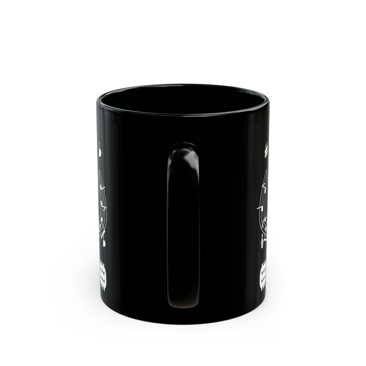 Music-themed Black Mug (11oz, 15oz): 'I love guitar' - black & white