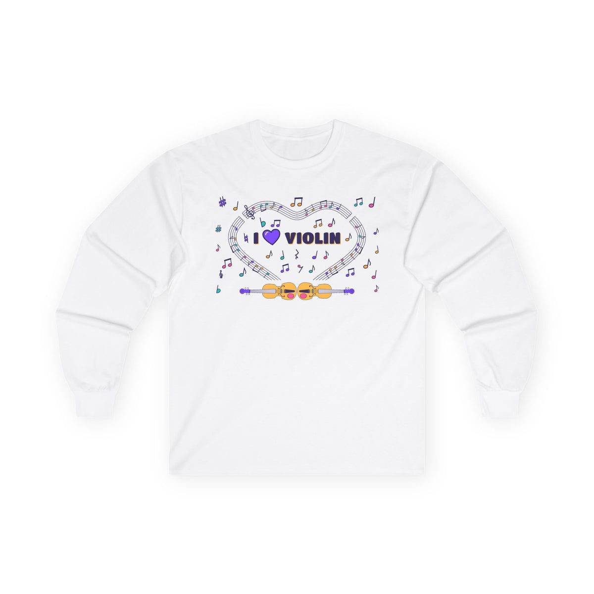 Music-themed Unisex Ultra Cotton Long Sleeve Tee: 'I love violin' - violet