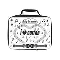 Music-themed Lunch Bag: 'I love guitar' - black on white