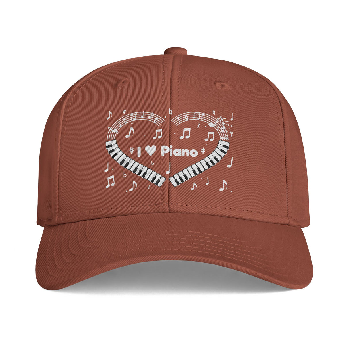Music-themed Icon Cap: 'I love piano' heart - black & white