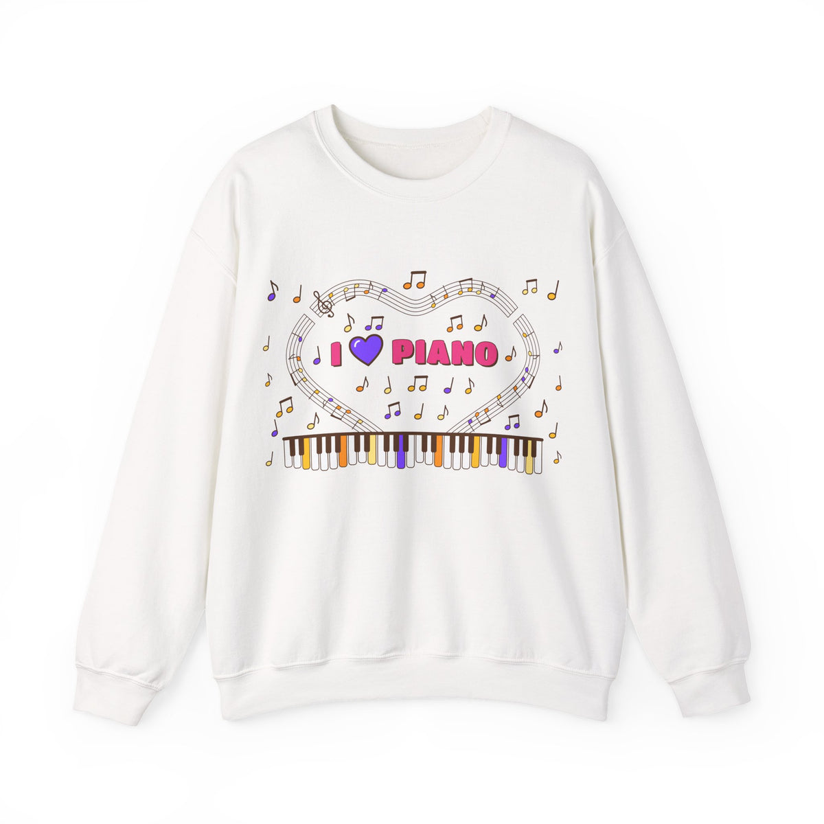 Music-themed Unisex Heavy Blend Crewneck Sweatshirt: 'I love piano' - pink