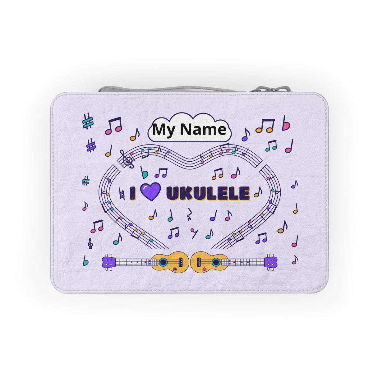 Music-themed Paper Lunch Bag: 'I love ukulele' - violet