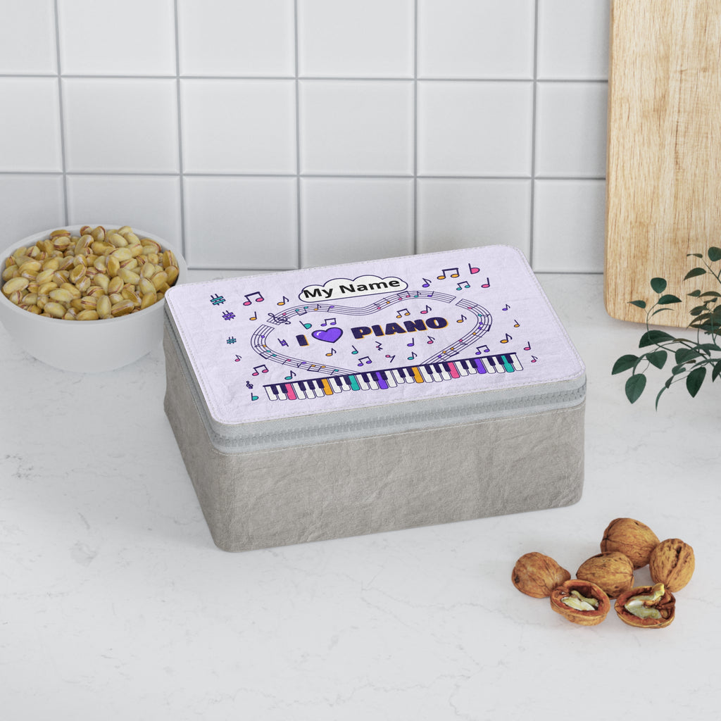 Music-themed Paper Lunch Bag: 'I love piano' - violet