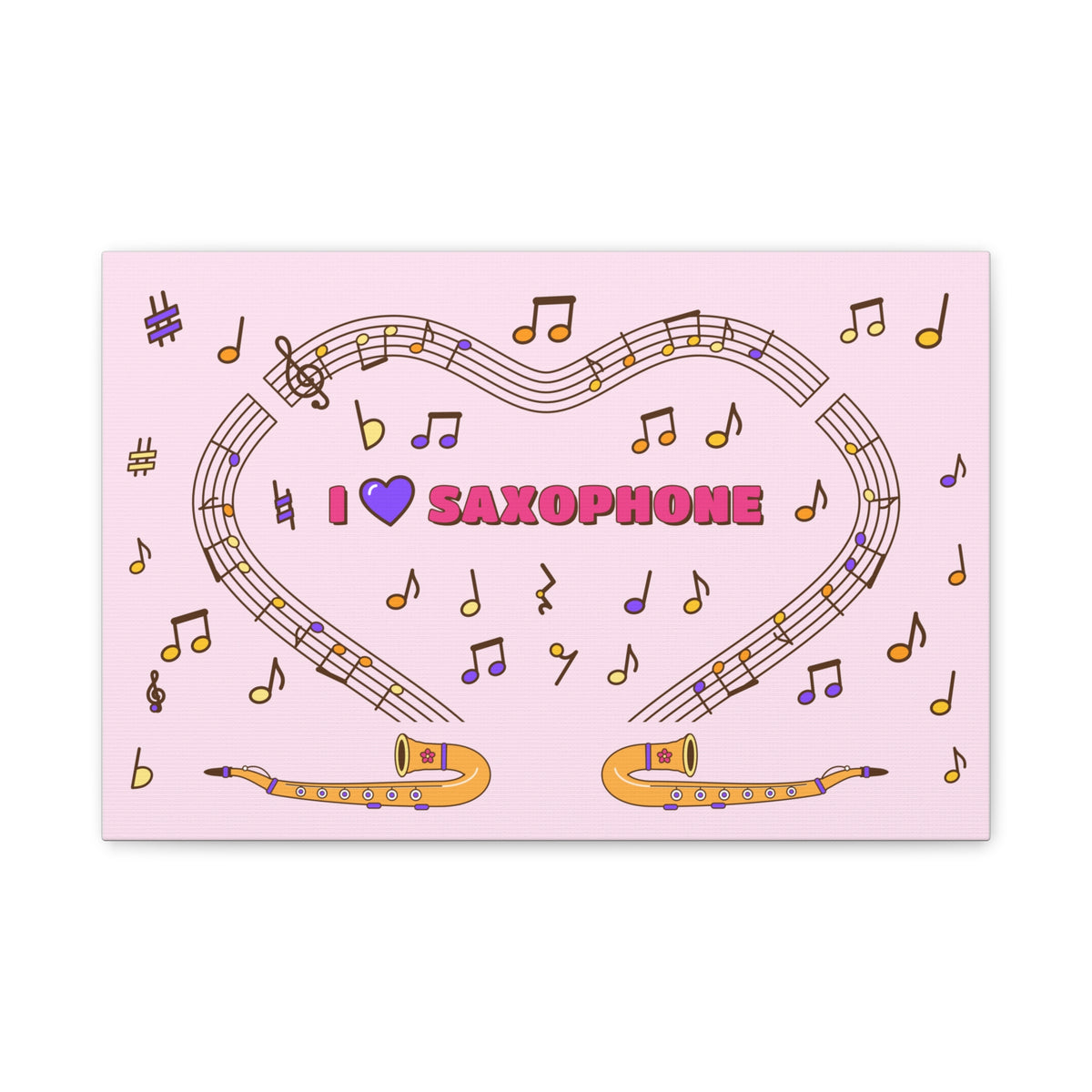 Music-themed Classic Canvas: 'I love saxophone' - pink