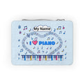 Music-themed Paper Lunch Bag: 'I love piano' - blue
