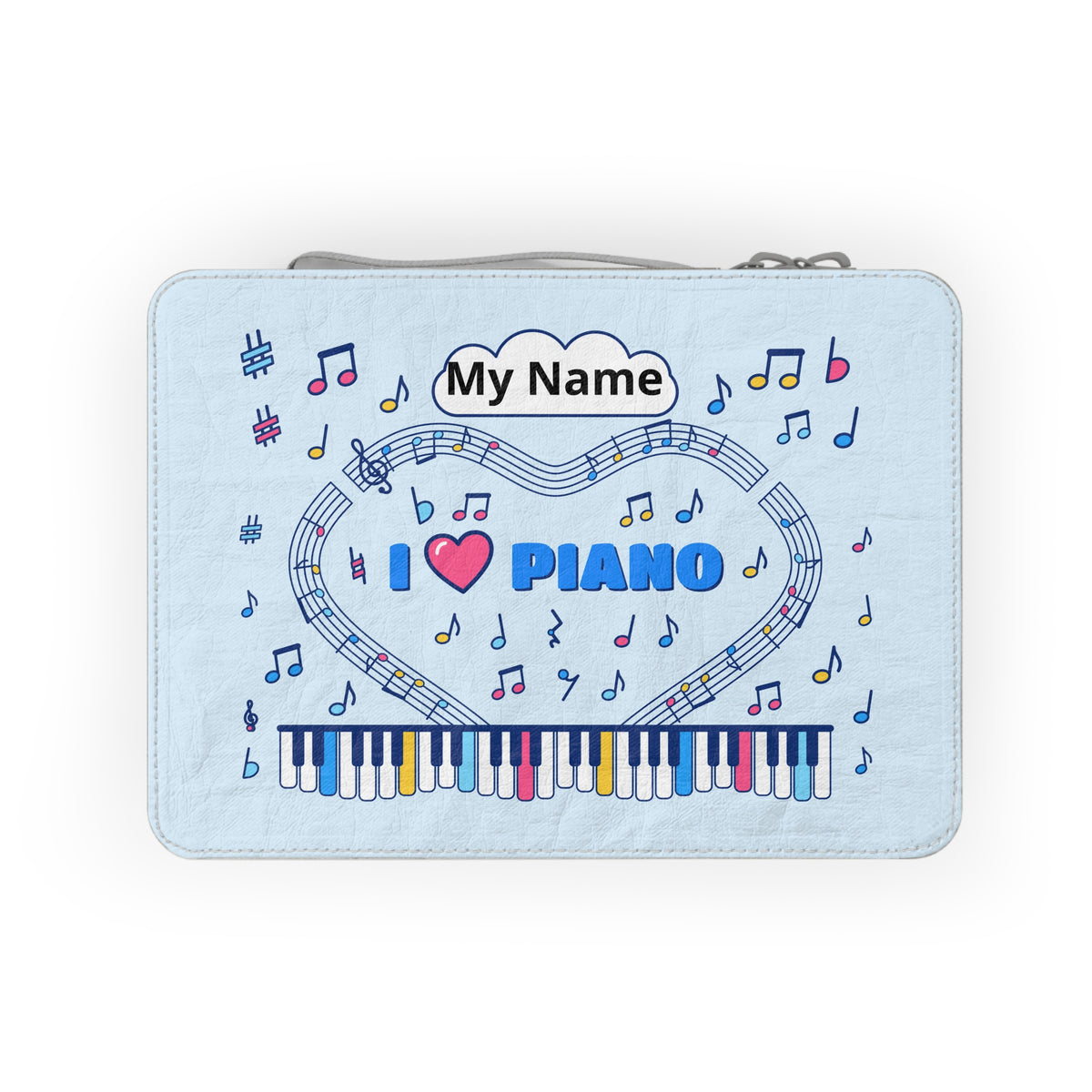 Music-themed Paper Lunch Bag: 'I love piano' - blue