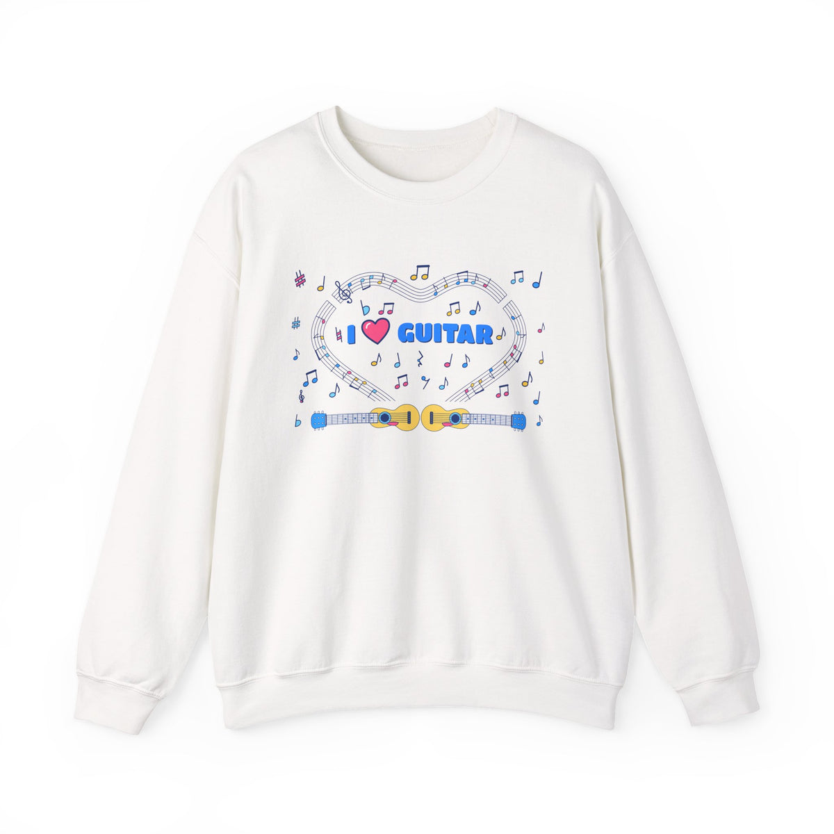 Music-themed Unisex Heavy Blend Crewneck Sweatshirt: 'I love guitar' - blue