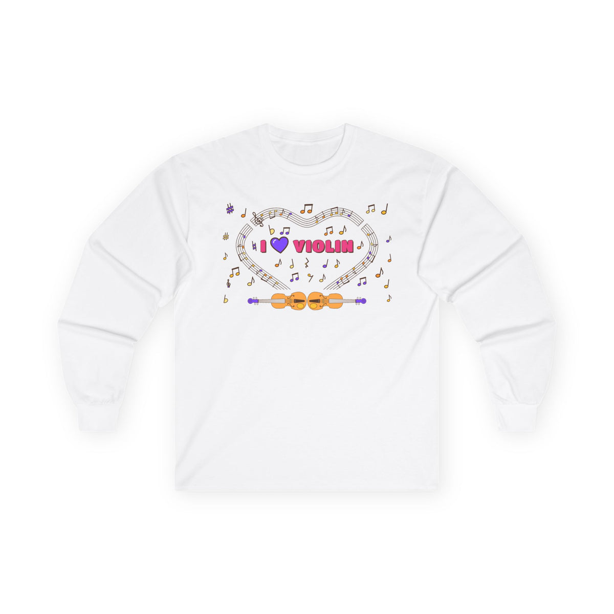 Music-themed Unisex Ultra Cotton Long Sleeve Tee: 'I love violin' - pink