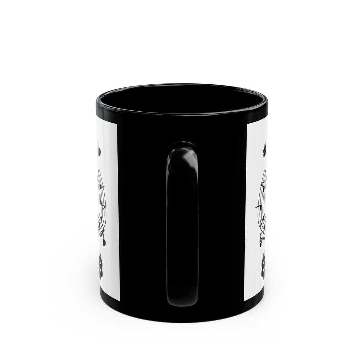 Music-themed Black Mug (11oz, 15oz): 'I love ukulele' - black on white