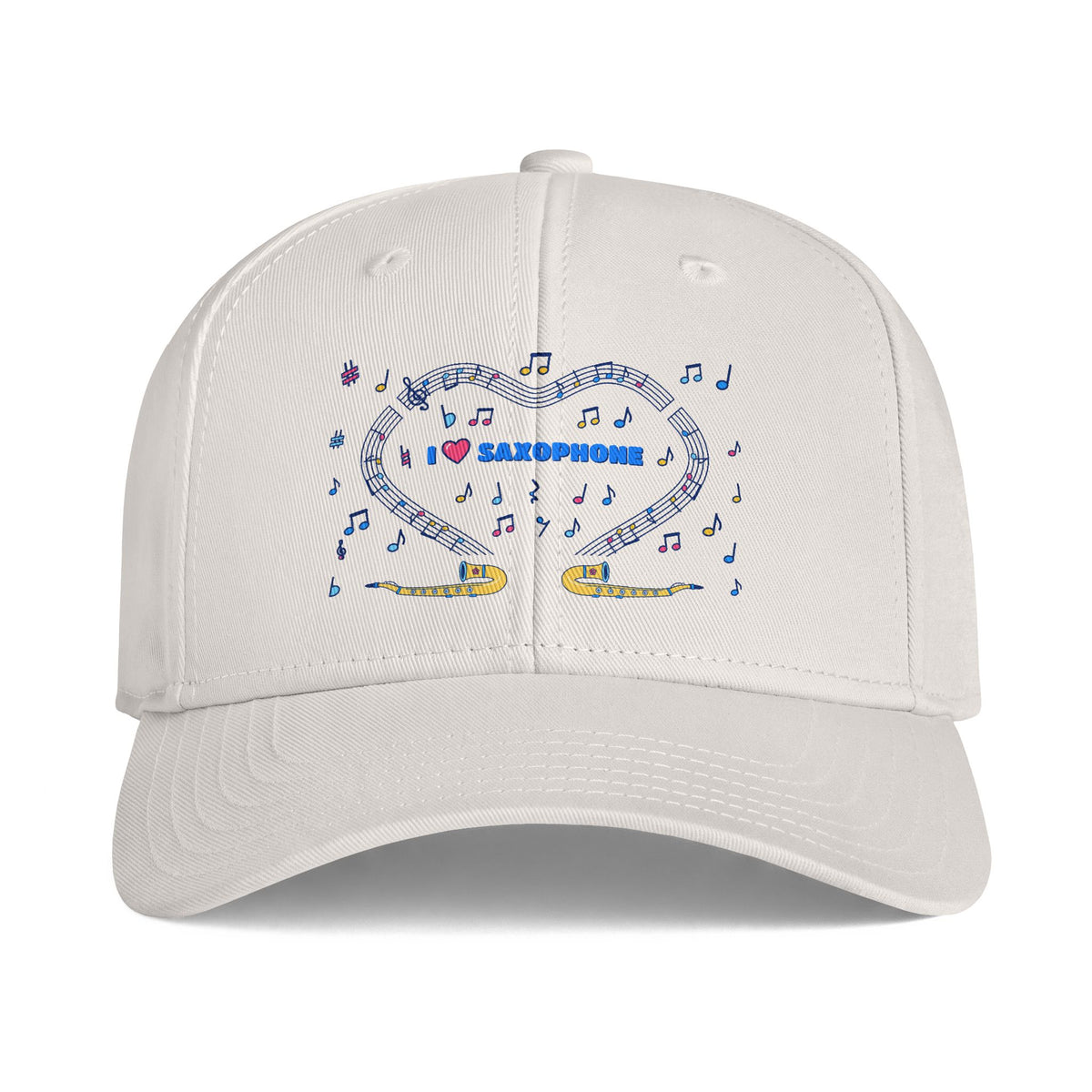 Music-themed Icon Cap: 'I love saxophone' - blue