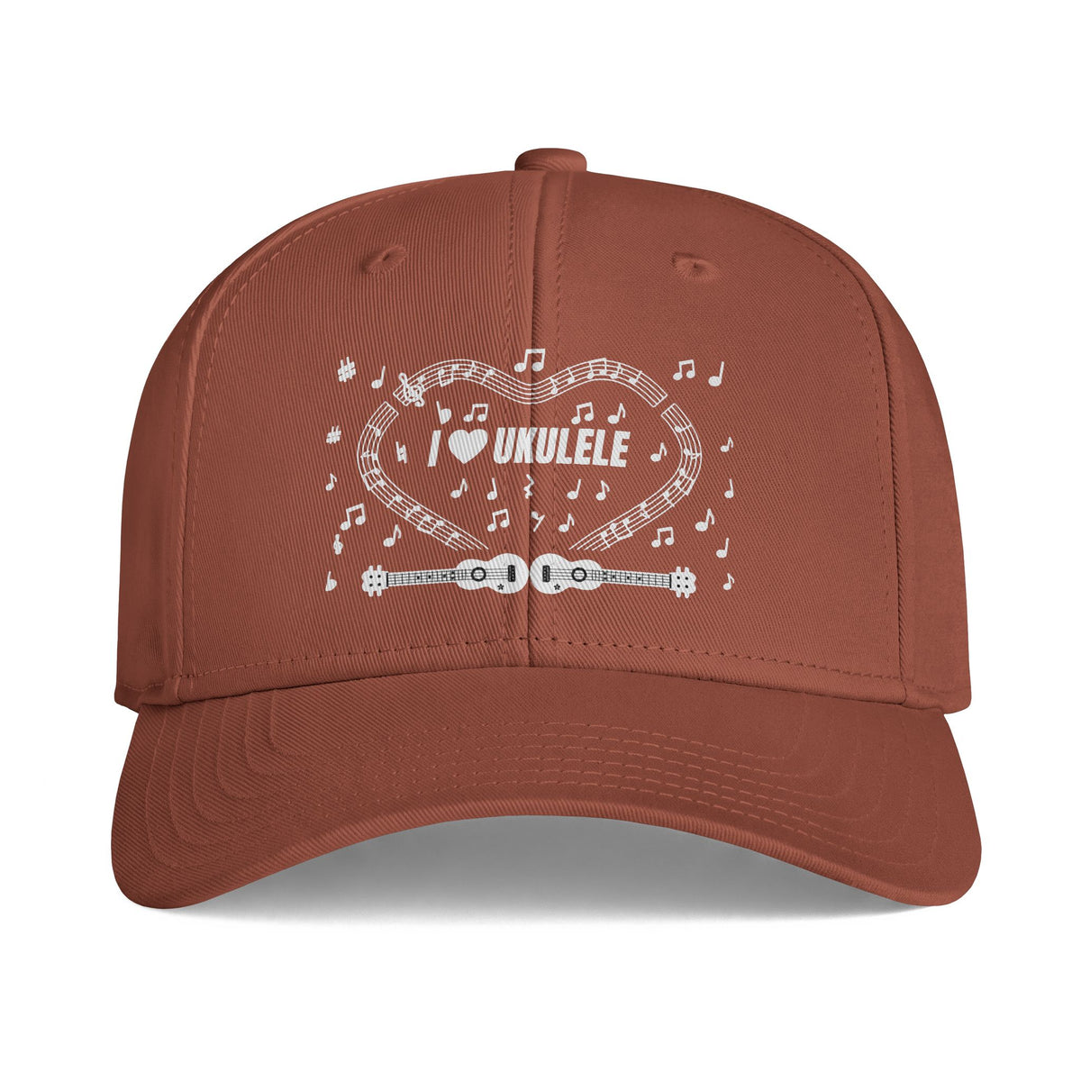 Music-themed Icon Cap: 'I love ukulele' - black & white