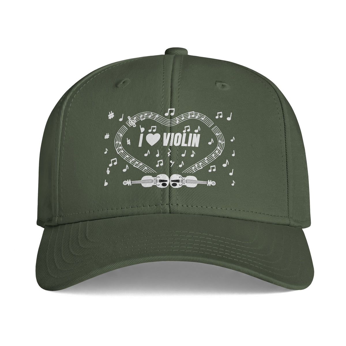 Music-themed Icon Cap: 'I love violin' - black & white