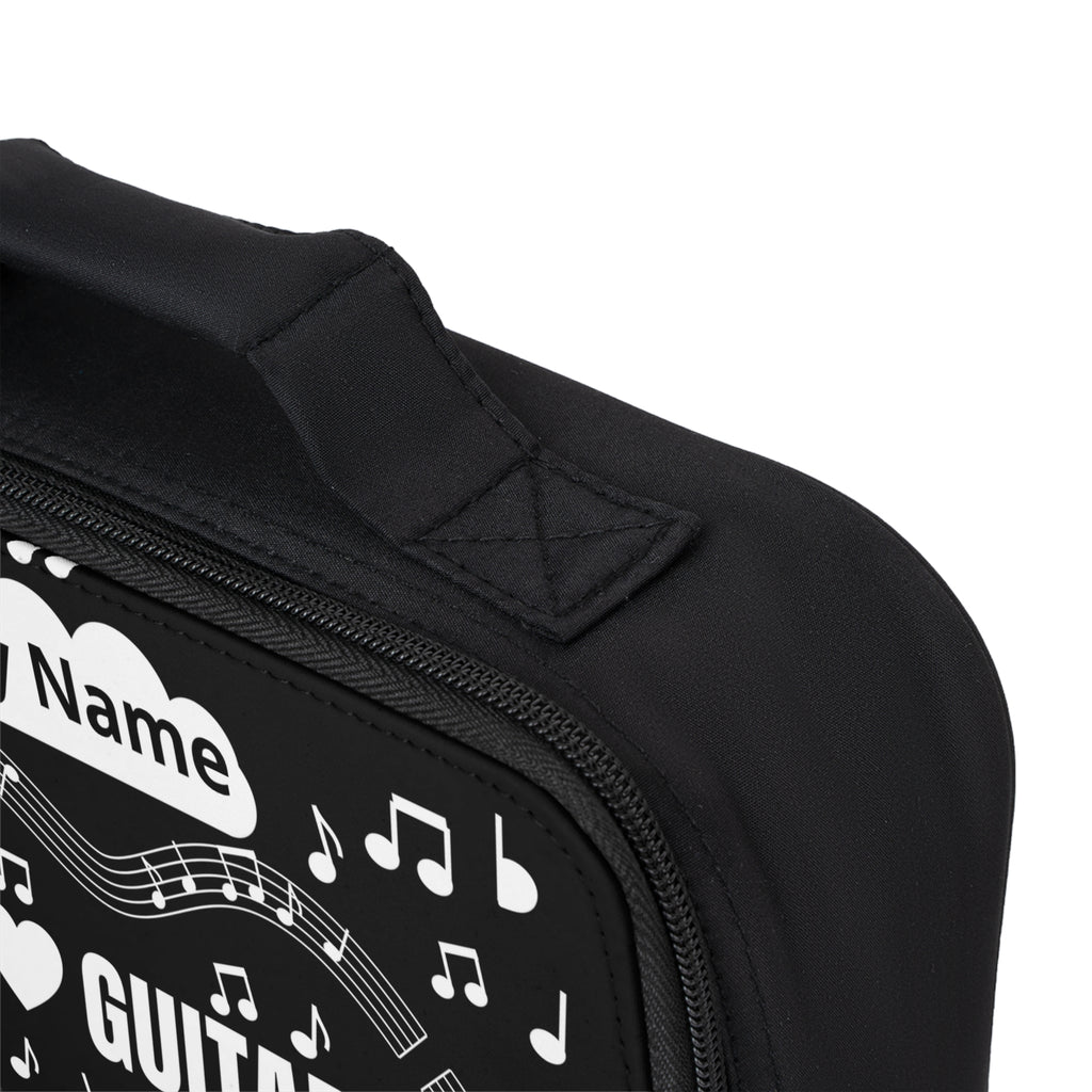 Music-themed Lunch Bag: 'I love guitar' - black & white