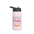 Music-themed Stainless Steel Water Bottle, Standard Lid: 'I love violin' - pink